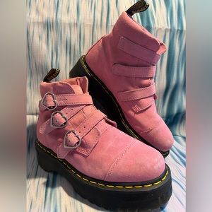 Lazy Oaf Dr Doc Martens Pink Heart Platform Sole Boot